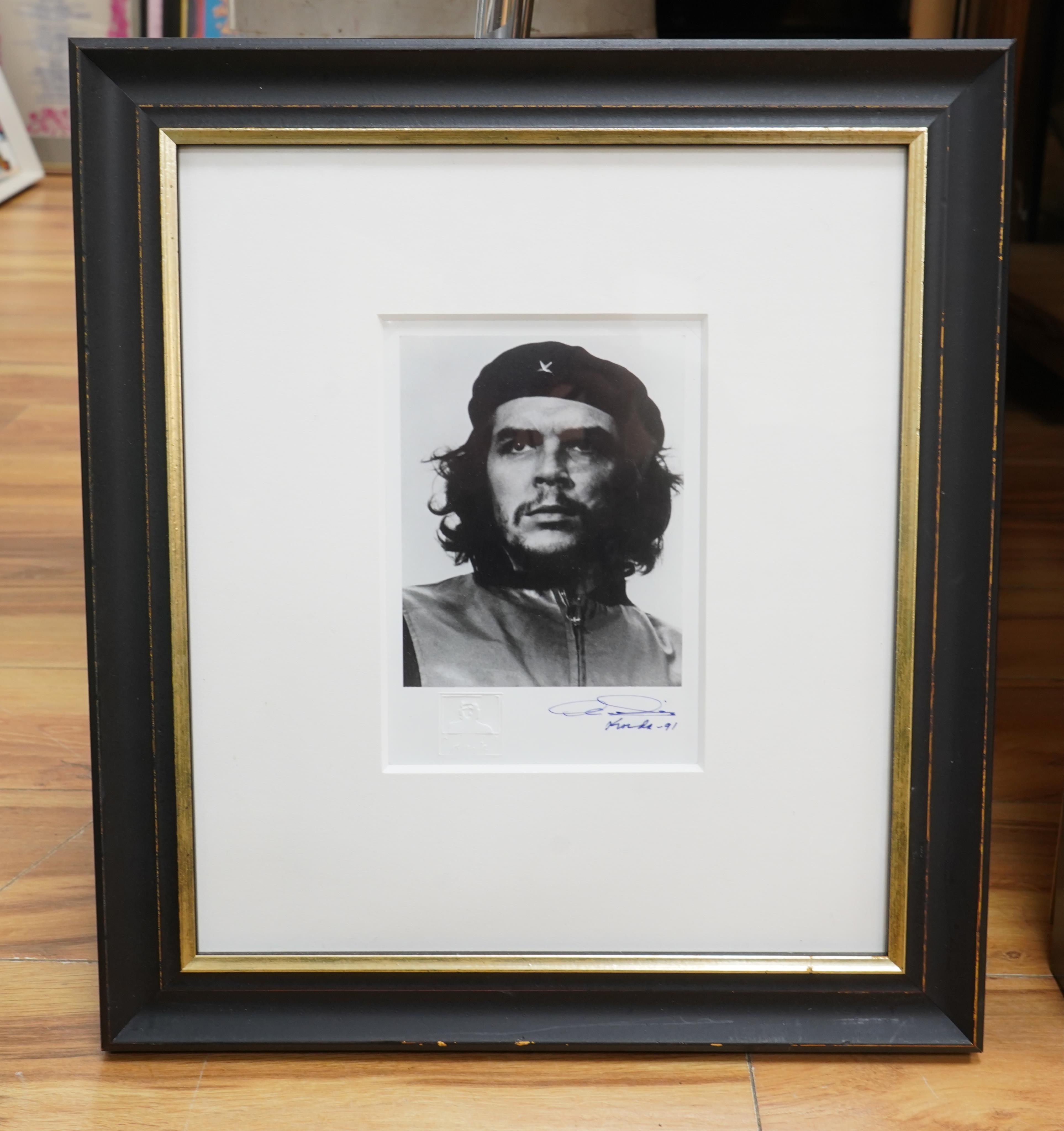 After Alberto Korda (1928-2001), ‘Guerrillero Heroico’, Portrait of Che Guevara, stamped, facsimile signature and date ‘91, Warwick Leadlay Gallery label verso, gelatin silver print, 19 x 13cm